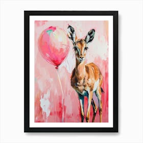 Cute Gazelle With Balloon Art Print