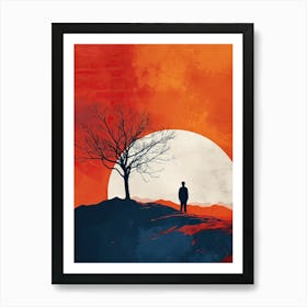 Man On The Hill, Minimalism Art Print