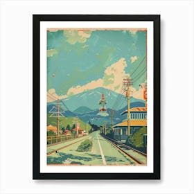 Japan Road Travel Retro Art Print
