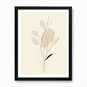 Line Drawing Of A Leaf 15 Art Print