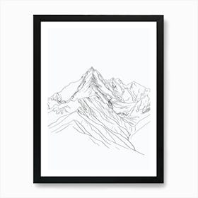 Kangchenjunga Nepal India Line Drawing 4 Art Print