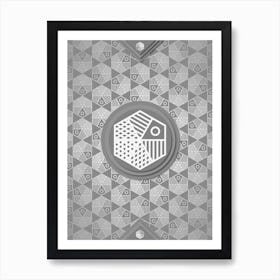 Geometric Glyph Sigil with Hex Array Pattern in Gray n.0250 Art Print