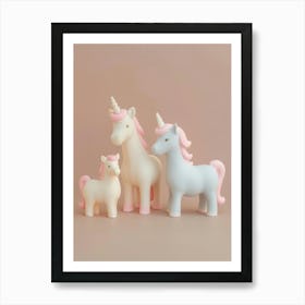 Toy Unicorn Family Pastel 1 Art Print