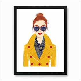 Woman In A Yellow Coat Art Print