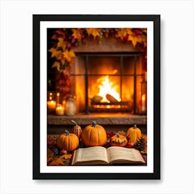 Cozy Handwritten Thanksgiving Greeting Nestled Within An Ornate Autumnal Border Featuring A Rich (1) 2 Art Print