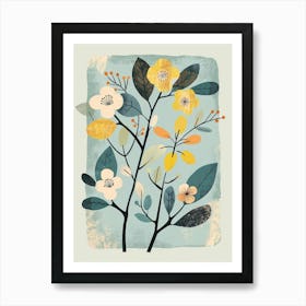 Plum Tree Flat Illustration 1 Art Print