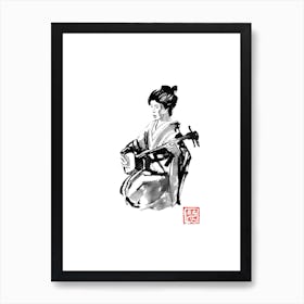 Geisha Shamisen Art Print