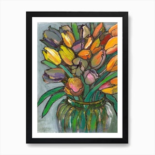 Tulips in Glass Vase Art Print