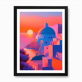 Santorini Sunset Dreamy Landscape Art Print