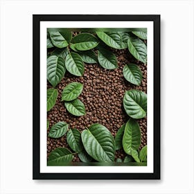 Coffee beans And Leaves Art Print