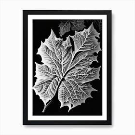 Sycamore Leaf Linocut 5 Art Print