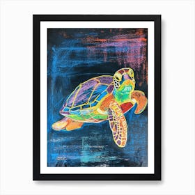 Sea Turtle Crayon Ocean Doodle 3 Art Print