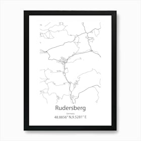 Rudersberg,Germany Minimalist Map Art Print