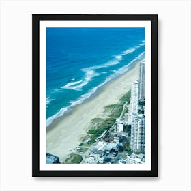 Gold Coast Aerial Drone Image Of Cityscape And Beachscape. Overlooking The Beach, Grass And City, Popular Queensland Hotels Art Print