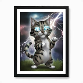 Lightning Cat Art Print