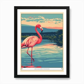 Greater Flamingo Lake Manyara Tanzania Tropical Illustration 1 Poster Art Print