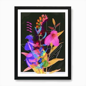 Lobelia 4 Neon Flower Collage Art Print