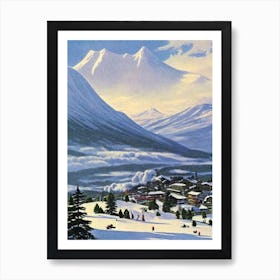 Niseko, Japan Ski Resort Vintage Landscape 1 Skiing Poster Art Print