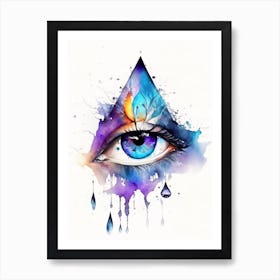 Psychic Abilities, Symbol, Third Eye Watercolour 1 Art Print