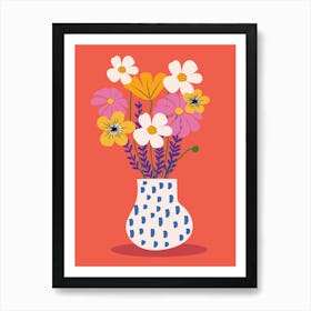 Flowers In A Vase Retro Art Print