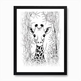 Line Art Jungle Animal Giraffe 2 Art Print