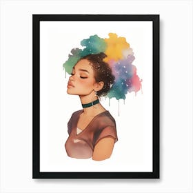 Rainbow Afro Girl Art Print