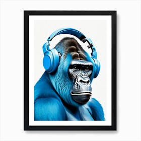 Gorilla With Headphones Gorillas Decoupage 2 Art Print
