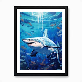  A Blue Shark Vibrant Paint Splash 2 Art Print