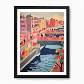 Ponte Sant Angelo, Rome Italy Colourful 1 Art Print