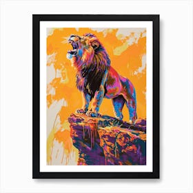 Transvaal Lion Roaring On A Cliff Fauvist Painting 1 Art Print