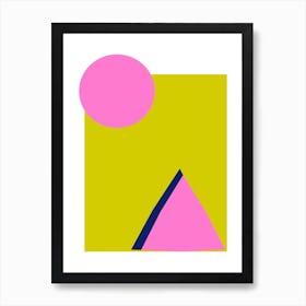 Retro 80s 90s y2k Geometric Shapes in Hot Pink and Chartreuse Art Print