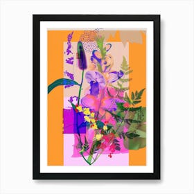 Aconitum 4 Neon Flower Collage Art Print