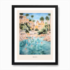 Swimming In Ibiza Spain 2 Watercolour Poster Art Print