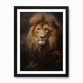 Lion Art Painting Tonalism Style 4 Art Print