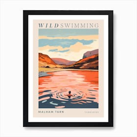 Wild Swimming At Malham Tarn Yorkshire 3 Poster Art Print