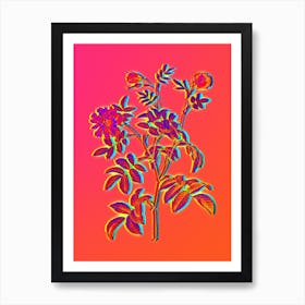 Neon Cinnamon Rose Botanical in Hot Pink and Electric Blue n.0452 Art Print