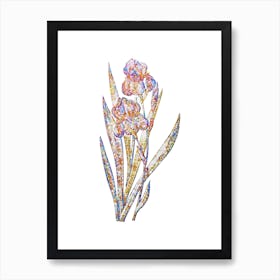 Stained Glass German Iris Mosaic Botanical Illustration on White n.0275 Art Print