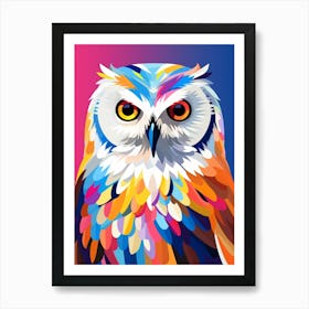 Colourful Geometric Bird Snowy Owl 2 Art Print