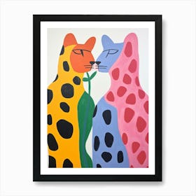 Colourful Kids Animal Art Cougar 1 Art Print