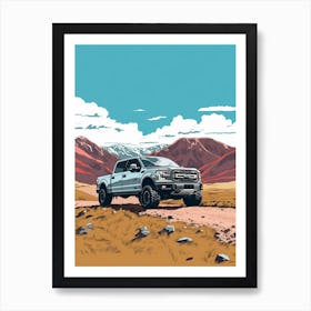 A Ford F 150 In The Andean Crossing Patagonia Illustration 2 Art Print