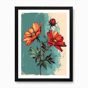 Red Cosmos 3 Art Print