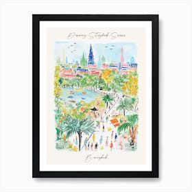 Poster Of Bangkok, Dreamy Storybook Illustration 4 Art Print