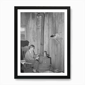 White Migrant Berry Picker Warming Her Hands Over A Makeshift Stove Constructed By Her Husband Art Print