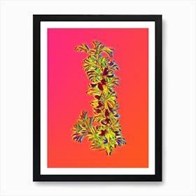 Neon Caragana Spinosa Botanical in Hot Pink and Electric Blue n.0355 Art Print