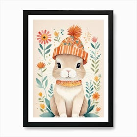 Floral Cute Baby Rabbit Bunny Nursery (8) Art Print