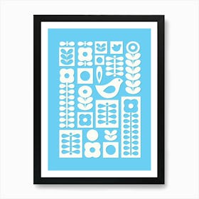 Nordic Ornament Blue for Kids Room Art Print