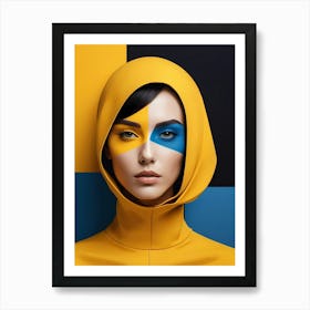 Geometric Woman Portrait Pop Art Fashion Yellow (7) Art Print