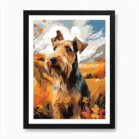 Terrier On A Windy Autumn Day Art Print