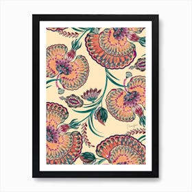 Eastern Painted Floral Pattern Art Print