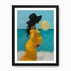 Pregnant Woman Blowing Bubbles 4 Art Print